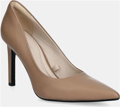 ΔΕΡΜΑΤΙΝΕΣ ΓΟΒΕΣ HEEL PUMP 90 - LTH ΧΡΩΜΑ: ΚΑΦΕ, HW0HW02336 CALVIN KLEIN