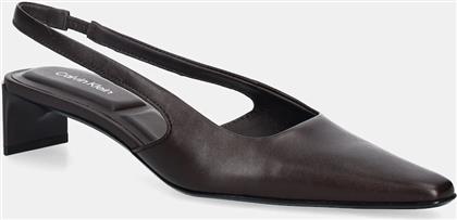 ΔΕΡΜΑΤΙΝΕΣ ΓΟΒΕΣ SET BACK HEEL PUMP SLINGBACK LTH ΧΡΩΜΑ: ΜΠΟΡΝΤΟ, HW0HW02848 CALVIN KLEIN