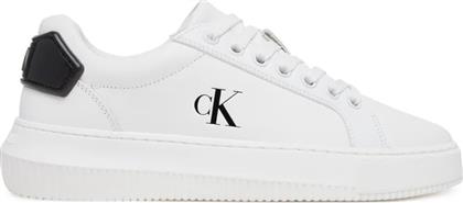 ΓΥΝΑΙΚΕΙΑ ΔΕΡΜΑΤΙΝΑ SNEAKERS YW0YW01846 01W ΛΕΥΚΑ CALVIN KLEIN