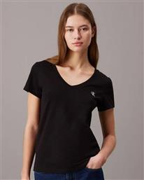 ΓΥΝΑΙΚΕΙΑ ΚΟΝΤΟΜΑΝΙΚΗ ΜΠΛΟΥΖΑ - CK EMBROIDERY STRETCH V-NECK J20J213716 BAE CALVIN KLEIN