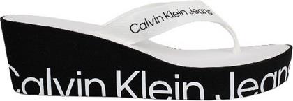 ΓΥΝΑΙΚΕΙΕΣ ΠΑΝΤΟΦΛΕΣ WEDGE SANDAL YW0YW00995 0GJ BLACK WHITE CALVIN KLEIN