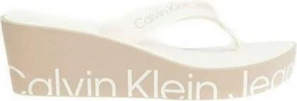 ΓΥΝΑΙΚΕΙΕΣ ΠΑΝΤΟΦΛΕΣ WEDGE SANDAL YW0YW00995 0K7 CREAM WHITE CALVIN KLEIN