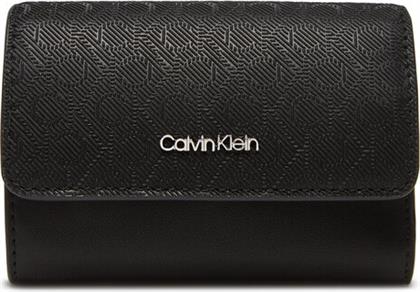 ΓΥΝΑΙΚΕΙΟ ΠΟΡΤΟΦΟΛΙ CK MUST AOP SMALL TRIFOLD W ZIP LV04F1038G ΜΑΥΡΟ CALVIN KLEIN