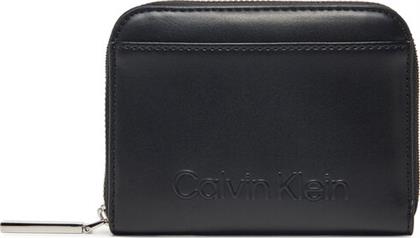 ΓΥΝΑΙΚΕΙΟ ΠΟΡΤΟΦΟΛΙ EMBOSSED LOGO MEDIUM ZIP AROUND K60K612965 ΜΑΥΡΟ CALVIN KLEIN