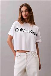 ΓΥΝΑΙΚΕΙΟ T-SHIRT ΜΕ ΣΤΑΜΠΩΤΟ ΛΟΓΟΤΥΠΟ CROPPED - LV044C903G ΛΕΥΚΟ CALVIN KLEIN