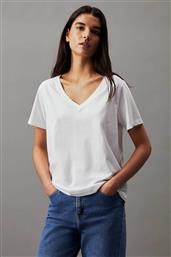 ΓΥΝΑΙΚΕΙΟ T-SHIRT ΜΕ V ΛΑΙΜΟΚΟΨΗ - K20K205338 ΛΕΥΚΟ CALVIN KLEIN