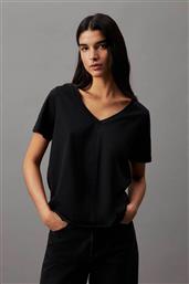 ΓΥΝΑΙΚΕΙΟ T-SHIRT ΜΕ V ΛΑΙΜΟΚΟΨΗ - K20K205338 ΜΑΥΡΟ CALVIN KLEIN