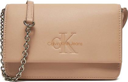 CALVIN KLEIN ΓΥΝΑΙΚΕΙΟ ΤΣΑΝΤΑΚΙ CLUTCH ΜΕ ΛΟΓΟΤΥΠΟ - K60K612375 ΡΟΖ ΑΝΟΙΧΤΟ