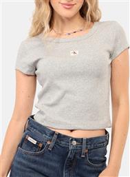 JEANS A- WOVEN LABEL 2X2 RIB BABY TEE CALVIN KLEIN