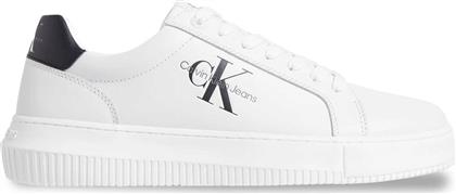 CALVIN KLEIN JEANS ΑΝΔΡΙΚΑ ΔΕΡΜΑΤΙΝΑ SNEAKERS ΜΕ ΛΟΓΟΤΥΠΟ ''CHUNKY CUPSOLE MONO LTH'' - YM0YM00681 ΛΕΥΚΟ