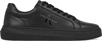 ΑΝΔΡΙΚΑ ΔΕΡΜΑΤΙΝΑ SNEAKERS ΜΕ ΛΟΓΟΤΥΠΟ ''CHUNKY CUPSOLE MONO LTH'' - YM0YM00681 ΜΑΥΡΟ CALVIN KLEIN JEANS