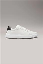 ΑΝΔΡΙΚΑ ΔΕΡΜΑΤΙΝΑ SNEAKERS ΜΕ ΛΟΓΟΤΥΠΟ - HM0HM01016 ΛΕΥΚΟ CALVIN KLEIN JEANS