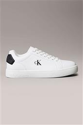 ΑΝΔΡΙΚΑ ΔΕΡΜΑΤΙΝΑ SNEAKERS ΜΕ ΛΟΓΟΤΥΠΟ - YM0YM01297 ΛΕΥΚΟ CALVIN KLEIN JEANS