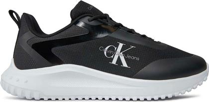 ΑΝΔΡΙΚΑ SNEAKERS ΜΕ ΛΟΓΟΤΥΠΟ ''EVA RUNNER LOW LACE ML MIX'' - YM0YM00968 ΑΣΠΡΟΜΑΥΡΟ CALVIN KLEIN JEANS