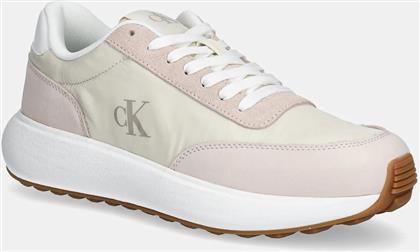 ΑΘΛΗΤΙΚΑ ATHLEISURE RUNNER LACEUP MIX WN ΧΡΩΜΑ: ΜΠΕΖ, YW0YW01774 CALVIN KLEIN JEANS