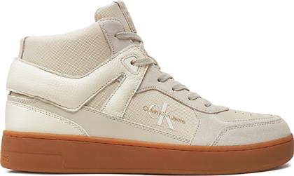 ΑΘΛΗΤΙΚΑ BASKET CUP MID LACEUP LTH ML MTR YM0YM00995 ΕΚΡΟΥ CALVIN KLEIN JEANS