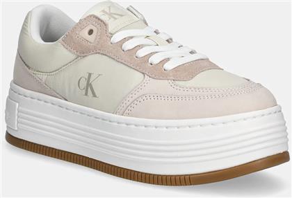 ΑΘΛΗΤΙΚΑ BOLD FLATF LOW LACE MIX ΧΡΩΜΑ: ΜΠΕΖ, YW0YW01742 CALVIN KLEIN JEANS