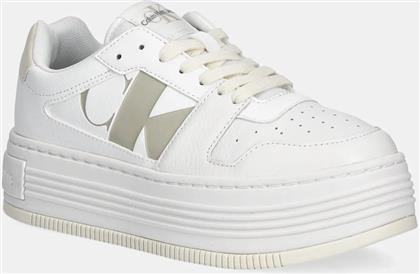 ΑΘΛΗΤΙΚΑ BOLD FLATF LOW LACEUP MIX NBS ΧΡΩΜΑ: ΑΣΠΡΟ, YW0YW01641 CALVIN KLEIN JEANS