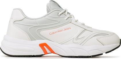 ΑΘΛΗΤΙΚΑ RETRO TENNIS HIGH/LOW FREQUENCY YM0YM00637 ΛΕΥΚΟ CALVIN KLEIN JEANS