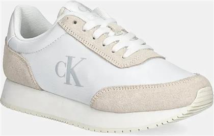 ΑΘΛΗΤΙΚΑ RUNNER LACEUP LOW MG MIX ΧΡΩΜΑ: ΑΣΠΡΟ, YW0YW01615 CALVIN KLEIN JEANS