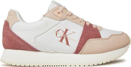 ΑΘΛΗΤΙΚΑ RUNNER LOW LACE MIX ML BTW YW0YW01436 ΛΕΥΚΟ CALVIN KLEIN JEANS