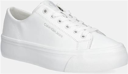 ΑΘΛΗΤΙΚΑ VULC FLATFORM LOW MG LTH ΧΡΩΜΑ: ΑΣΠΡΟ, YW0YW01771 CALVIN KLEIN JEANS