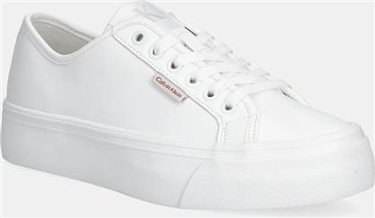 ΑΘΛΗΤΙΚΑ VULC FLATFORM LTH ΧΡΩΜΑ: ΑΣΠΡΟ, YW0YW01886 CALVIN KLEIN JEANS