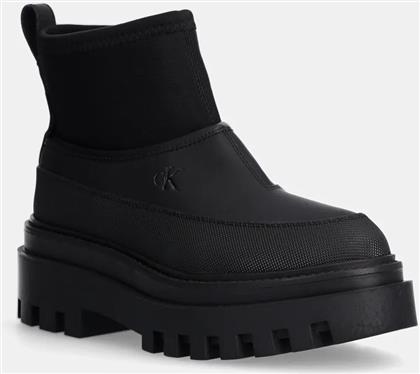 ΜΠΟΤΑΚΙΑ FLATFORM RAINBOOT LOW MG R ΧΡΩΜΑ: ΜΑΥΡΟ, YW0YW01560 CALVIN KLEIN JEANS