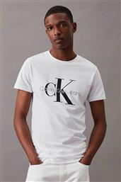 CK JEANS ΑΝΔΡΙΚΟ T-SHIRT ΜΕ MONOGRAM PRINT SLIM FIT - J30J320935 ΛΕΥΚΟ CALVIN KLEIN JEANS