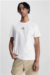 CK JEANS ΑΝΔΡΙΚΟ T-SHIRT ΜΟΝΟΧΡΩΜΟ ΜΕ MONOGRAM LOGO PRINT REGULAR FIT - J30J323483 ΛΕΥΚΟ CALVIN KLEIN JEANS