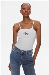 CK JEANS ΓΥΝΑΙΚΕΙΟ ΚΟΡΜΑΚΙ ΜΟΝΟΧΡΩΜΟ ΒΑΜΒΑΚΕΡΟ ΜΕ LOGO ΜΠΡΟΣΤΑ - J20J223421 ΛΕΥΚΟ CALVIN KLEIN JEANS