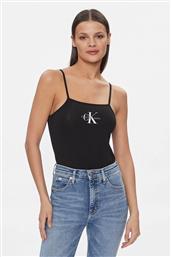 CK JEANS ΓΥΝΑΙΚΕΙΟ ΚΟΡΜΑΚΙ ΜΟΝΟΧΡΩΜΟ ΒΑΜΒΑΚΕΡΟ ΜΕ LOGO ΜΠΡΟΣΤΑ - J20J223421 ΜΑΥΡΟ CALVIN KLEIN JEANS