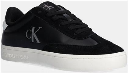 ΔΕΡΜΑΤΙΝΑ ΑΘΛΗΤΙΚΑ ΠΑΠΟΥΤΣΙΑ CLASSIC CUPSOLE LOW MG MIX ΧΡΩΜΑ: ΜΑΥΡΟ, YW0YW01611 CALVIN KLEIN JEANS