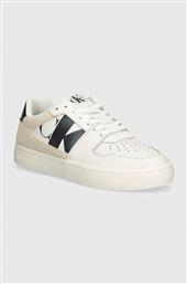 ΔΕΡΜΑΤΙΝΑ ΑΘΛΗΤΙΚΑ ΠΑΠΟΥΤΣΙΑ CLASSIC CUPSOLE LOW NBS ΧΡΩΜΑ: ΑΣΠΡΟ, YW0YW01520 CALVIN KLEIN JEANS