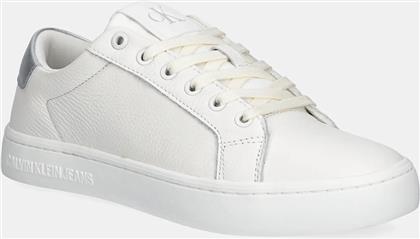 ΔΕΡΜΑΤΙΝΑ ΑΘΛΗΤΙΚΑ ΠΑΠΟΥΤΣΙΑ CLASSIC CUPSOLE LOW OHB ΧΡΩΜΑ: ΑΣΠΡΟ, YW0YW01799 CALVIN KLEIN JEANS