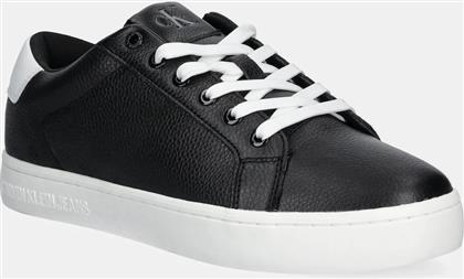 ΔΕΡΜΑΤΙΝΑ ΑΘΛΗΤΙΚΑ ΠΑΠΟΥΤΣΙΑ CLASSIC CUPSOLE LOW OHB ΧΡΩΜΑ: ΜΑΥΡΟ, YM0YM01164 CALVIN KLEIN JEANS