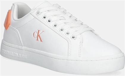 ΔΕΡΜΑΤΙΝΑ ΑΘΛΗΤΙΚΑ ΠΑΠΟΥΤΣΙΑ CLASSIC CUPSOLE RU PATCH LTH WN ΧΡΩΜΑ: ΑΣΠΡΟ, YW0YW01845 CALVIN KLEIN JEANS