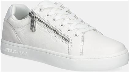 ΔΕΡΜΑΤΙΝΑ ΑΘΛΗΤΙΚΑ ΠΑΠΟΥΤΣΙΑ CLASSIC CUPSOLE ZIP LOW IN ΧΡΩΜΑ: ΑΣΠΡΟ, YM0YM01254 CALVIN KLEIN JEANS