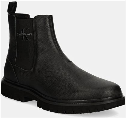 ΔΕΡΜΑΤΙΝΕΣ ΜΠΟΤΕΣ ΤΣΕΛΣΙ EVA MID CHELSEA BOOT LTH ΧΡΩΜΑ: ΜΑΥΡΟ, YM0YM00750 CALVIN KLEIN JEANS