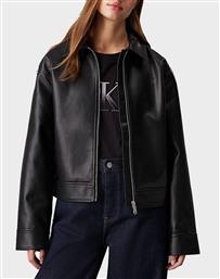 JEANS FAUX LEATHER ZIPPED JACKET CALVIN KLEIN