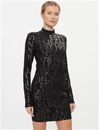 ΦΟΡΕΜΑ ΚΑΘΗΜΕΡΙΝΟ LOGO AOP LONG SLEEVE DRESS J20J222989 ΜΑΥΡΟ SLIM FIT CALVIN KLEIN JEANS