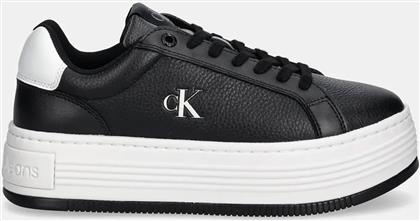 CALVIN KLEIN JEANS ΓΥΝΑΙΚΕΙΑ SNEAKERS ΜΕ ΛΟΓΟΤΥΠΟ ''BOLD FLATF LOW LACE MG'' - YW0YW01766 ΑΣΠΡΟΜΑΥΡΟ