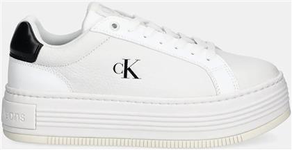 ΓΥΝΑΙΚΕΙΑ SNEAKERS ΜΕ ΛΟΓΟΤΥΠΟ ''BOLD FLATF LOW LACE MG'' - YW0YW01766 ΛΕΥΚΟ CALVIN KLEIN JEANS