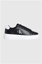 ΓΥΝΑΙΚΕΙΑ SNEAKERS ΜΕ ΛΟΓΟΤΥΠΟ ''CHUNKY CUPSOLE MONO LTH WN'' - YW0YW01872 ΑΣΠΡΟΜΑΥΡΟ CALVIN KLEIN JEANS