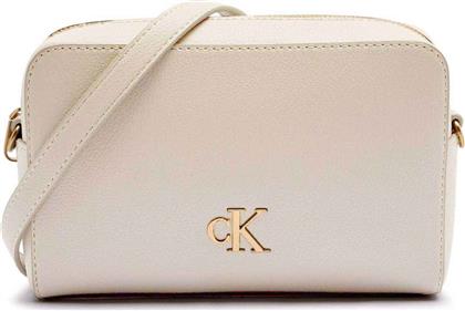 ΓΥΝΑΙΚΕΙΑ ΤΣΑΝΤΑ CROSSBODY ΜΕ ΜΕΤΑΛΛΙΚΟ LOGO - LV04K3162G ΕΚΡΟΥ CALVIN KLEIN JEANS
