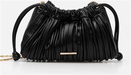 ΓΥΝΑΙΚΕΙΑ ΤΣΑΝΤΑ CROSSBODY ΜΟΝΟΧΡΩΜΗ ΜΕ ΜΕΤΑΛΛΙΚΟ ΛΟΓΟΤΥΠΟ - LV04F3077G ΜΑΥΡΟ CALVIN KLEIN JEANS