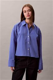 ΓΥΝΑΙΚΕΙΟ ΠΟΥΚΑΜΙΣΟ ΡΙΓΕ CROPPED BOXY FIT - LV047C118G ΓΑΛΑΖΙΟ CALVIN KLEIN JEANS