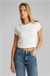 ΓΥΝΑΙΚΕΙΟ T-SHIRT CROPPED ΜΕ ΛΟΓΟΤΥΠΟ - LV047AB802 ΛΕΥΚΟ CALVIN KLEIN JEANS