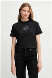 ΓΥΝΑΙΚΕΙΟ T-SHIRT ΜΟΝΟΧΡΩΜΟ ΜΕ ΛΟΓΟΤΥΠΟ - LV047C863G ΜΑΥΡΟ CALVIN KLEIN JEANS