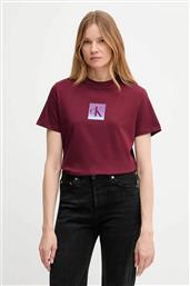 ΓΥΝΑΙΚΕΙΟ T-SHIRT ΜΟΝΟΧΡΩΜΟ ΜΕ ΛΟΓΟΤΥΠΟ ΣΤΟ ΣΤΗΘΟΣ - LV047C864G ΜΠΟΡΝΤΟ CALVIN KLEIN JEANS